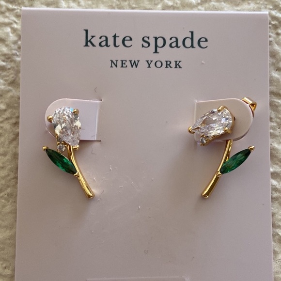 kate spade Jewelry - NWT Kate Spade Gold Tone CZ Tulip Stud Earrings
